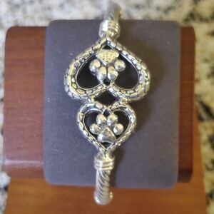 925 Sterling Silver Paw Print Heart Love‎ Bracelet